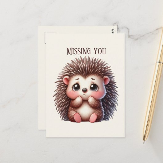 可愛恋しく思いハリネズミ ポストカード (正面/裏面インサイチュ)