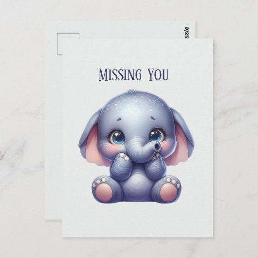 可愛恋しく思い象 ポストカード (正面/裏面)