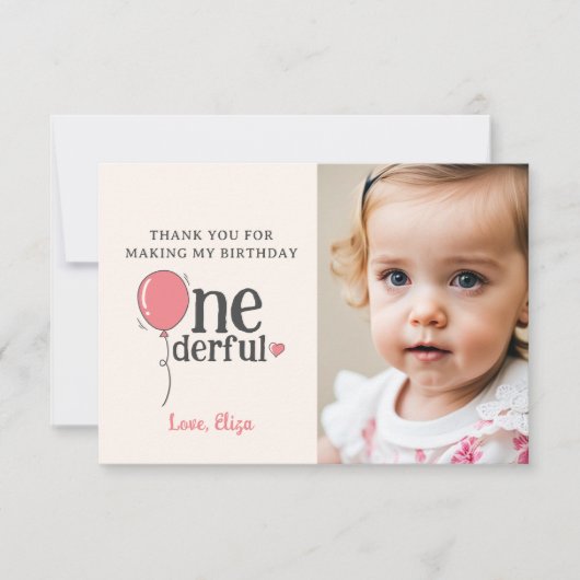 可愛恋しく思いOnederfulサンキューカードと写真 サンキューカード (正面)