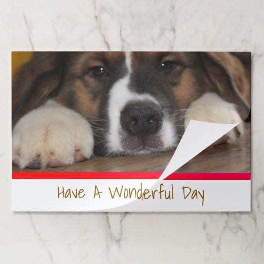 可愛感動的い子犬デコール紙ランチョンマット ペーパーパッド (折り畳み)