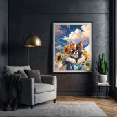 可愛感動的い犬フローラひまわりグッズ ポスター