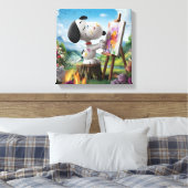 可愛描写いドッグアーティストの絵を描3D キャンバスプリント (インサイチュ (寝室))