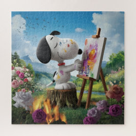 可愛描写いドッグアーティストの絵を描3D ジグソーパズル