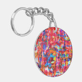 可愛数々のい色の抽象芸術絵画波 キーホルダー (正面左)