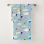 可愛数々のい色の飛んでいる凧っ子 バスタオルセット (インサイチュ)