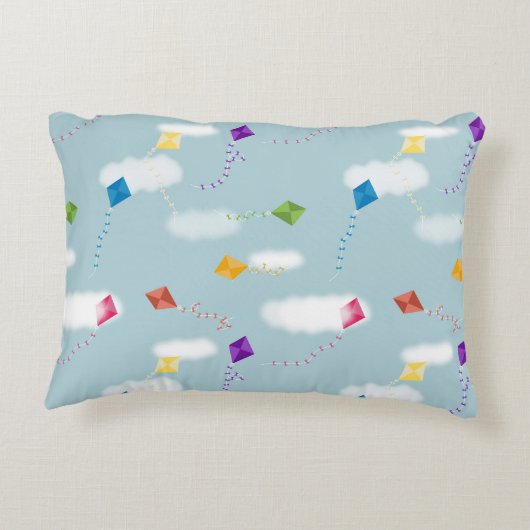 可愛数々のい色の飛んでいる凧キッズパターン アクセントクッション (裏面)