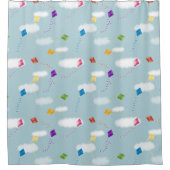 可愛数々のい色の飛んでいる凧キッズパターン シャワーカーテン (正面)