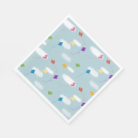 可愛数々のい色の飛んでいる凧キッズパターン スタンダードランチョンナプキン (角)