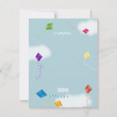 可愛数々のい色の飛んでいる凧キッズパターン ノートカード (正面)