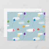 可愛数々のい色の飛んでいる凧キッズパターン ポストカード (正面/裏面)