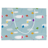 可愛数々のい色の飛んでいる凧キッズパターン ラージペーパーバッグ (裏面)