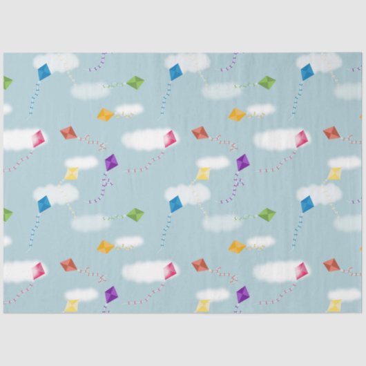 可愛数々のい色の飛んでいる凧キッズパターン 薄葉紙 (正面)