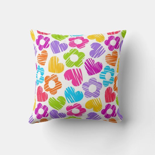 可愛数々のらしい花とハートのガーリー柄 クッション (裏面)