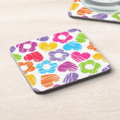 可愛数々のらしい花とハートのガーリー柄 コースター (左側)