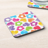 可愛数々のらしい花とハートのガーリー柄 コースター (左側)