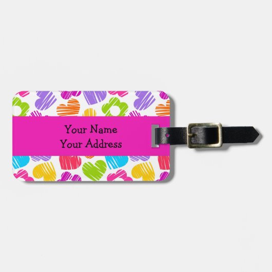 可愛数々のらしい花とハートのガーリー柄 ラゲッジタグ (正面横)