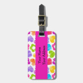 可愛数々のらしい花とハートのガーリー柄 ラゲッジタグ (正面縦)