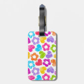 可愛数々のらしい花とハートのガーリー柄 ラゲッジタグ (裏面縦)