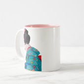 可愛日本のいさくらんぼの芸者 ツートーンマグカップ (正面左)