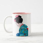 可愛日本のいさくらんぼの芸者 ツートーンマグカップ (左)