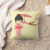 可愛日本のいピンクさくらんぼ花芸者 クッション (ブランケット)