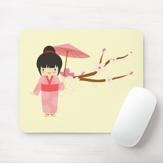 可愛日本のいピンクさくらんぼ花芸者 マウスパッド (マウス)
