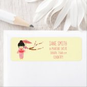 可愛日本のいピンクさくらんぼ花芸者 ラベル (インサイチュ)