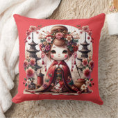 可愛日本のい芸者のシーン クッション (ブランケット)