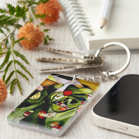 可愛日本のい芸者の水彩画絵画展 キーホルダー (正面右)