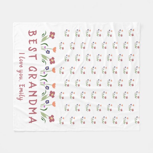 可愛最高のいおばあちゃん花母の日 フリースブランケット (正面(横))