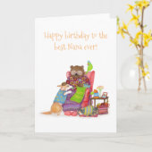 可愛最高のいクマとナナの永遠の誕生日カード カード (黄色い花)