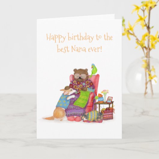 可愛最高のいクマとナナの永遠の誕生日カード カード (黄色い花)