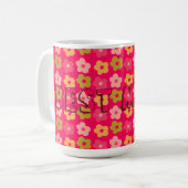 可愛最高のいママ花赤ピンク コーヒーマグカップ (正面左)