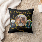 可愛最高のい友人エバーフォトブラック金ゴールドカスタム クッション (ブランケット)