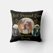 可愛最高のい友人エバーフォトブラック金ゴールドカスタム クッション (裏面)