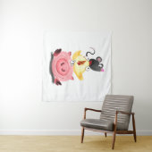 可愛最高のい友人ピギーシックとマウス – 漫画 タペストリー (インサイチュ(横))