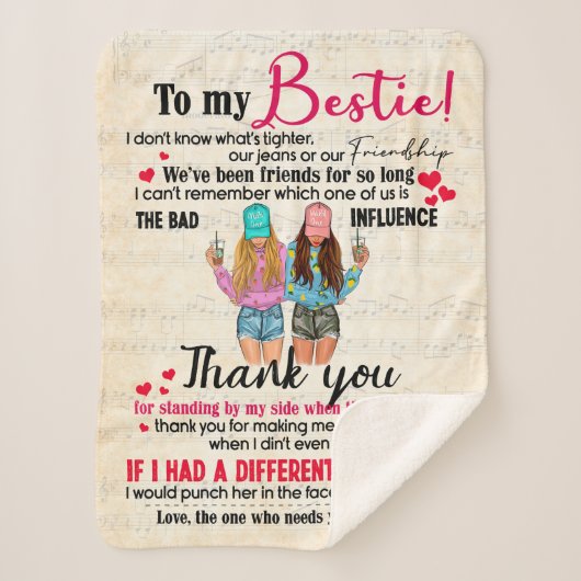 可愛最高のい友達のギフトおもしろい、友情の日の贈り物 シェルパブランケット (正面)