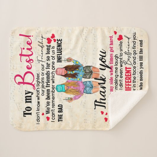 可愛最高のい友達のギフトおもしろい、友情の日の贈り物 シェルパブランケット (正面(横))