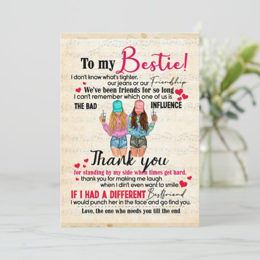 可愛最高のい友達のギフトおもしろい、友情の日の贈り物 シーズンカード (スタンド正面)