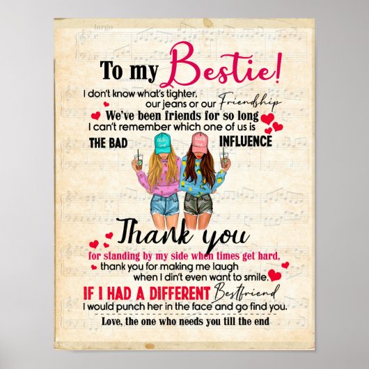 可愛最高のい友達のギフトおもしろい、友情の日の贈り物 ポスター (正面)