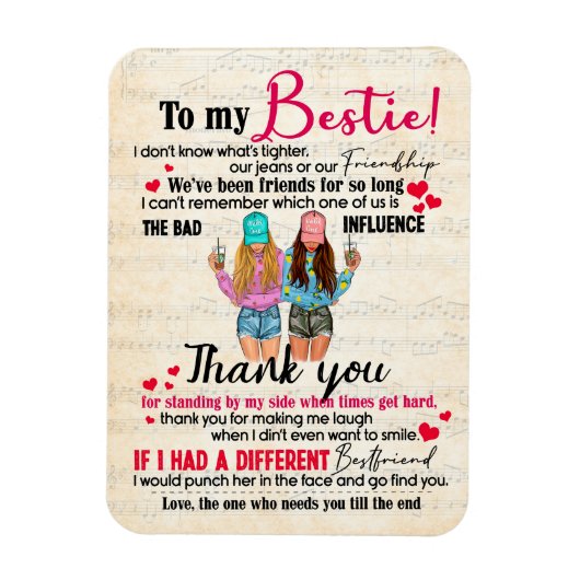 可愛最高のい友達のギフトおもしろい、友情の日の贈り物 マグネット (縦)