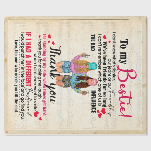 可愛最高のい友達のギフトおもしろい、友情の日の贈り物 ラッピングペーパー (フラット)