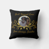 可愛最高のい友達Everフォトブラック金ゴールドカスタム クッション (裏面)