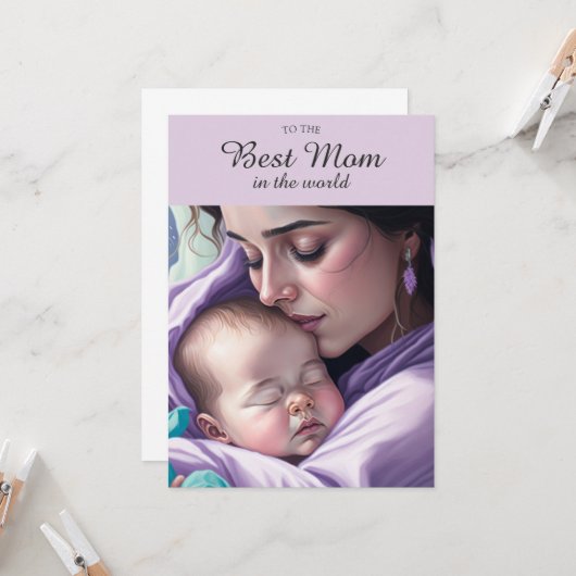 可愛最高のい母感傷的な母とベビー挨拶 カード (正面/裏面インサイチュ)