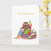 可愛最高のい熊とコルギのナナのカード カード (黄色い花)