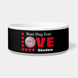 可愛最高のい犬の赤いハート名黒 ボウル
