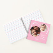 可愛最高のい「お母さん」ハート3枚フォト、ピンク&ホワイト ノートブック (内部)