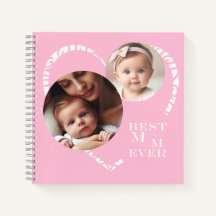 可愛最高のい「お母さん」ハート3枚フォト、ピンク&ホワイト