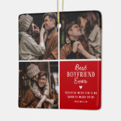 可愛最高のい「ボーイー」今まで3枚フォトコラージュ セラミックオーナメント (左)