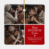 可愛最高のい「ボーイー」今まで3枚フォトコラージュ セラミックオーナメント (裏面)